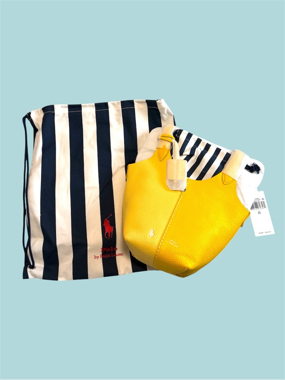 Ralph Lauren polo play yellow two toned leather mini tote